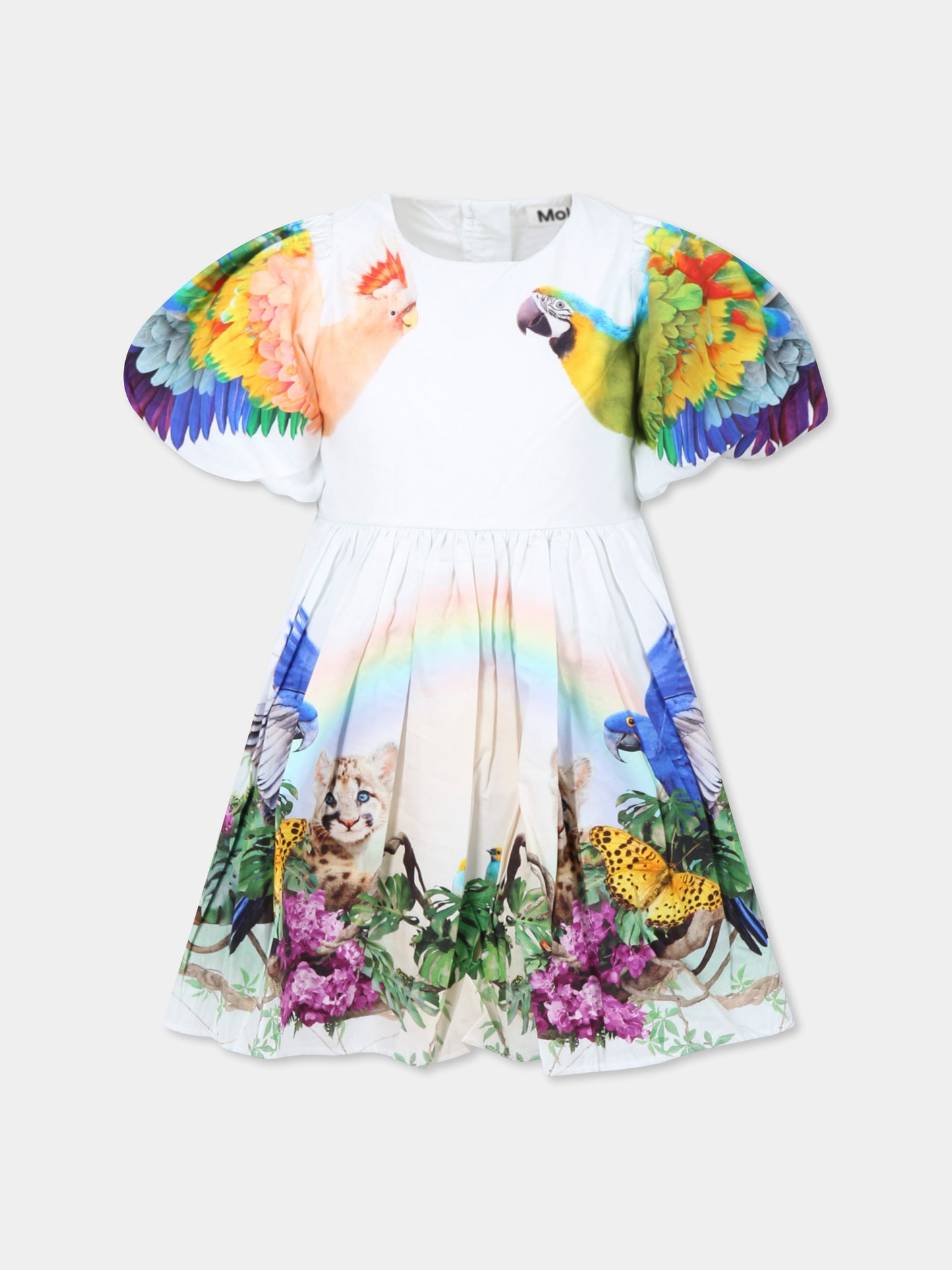 Vestito Chica celeste per bambina con stampa giungla,Molo,2S25E149 3989