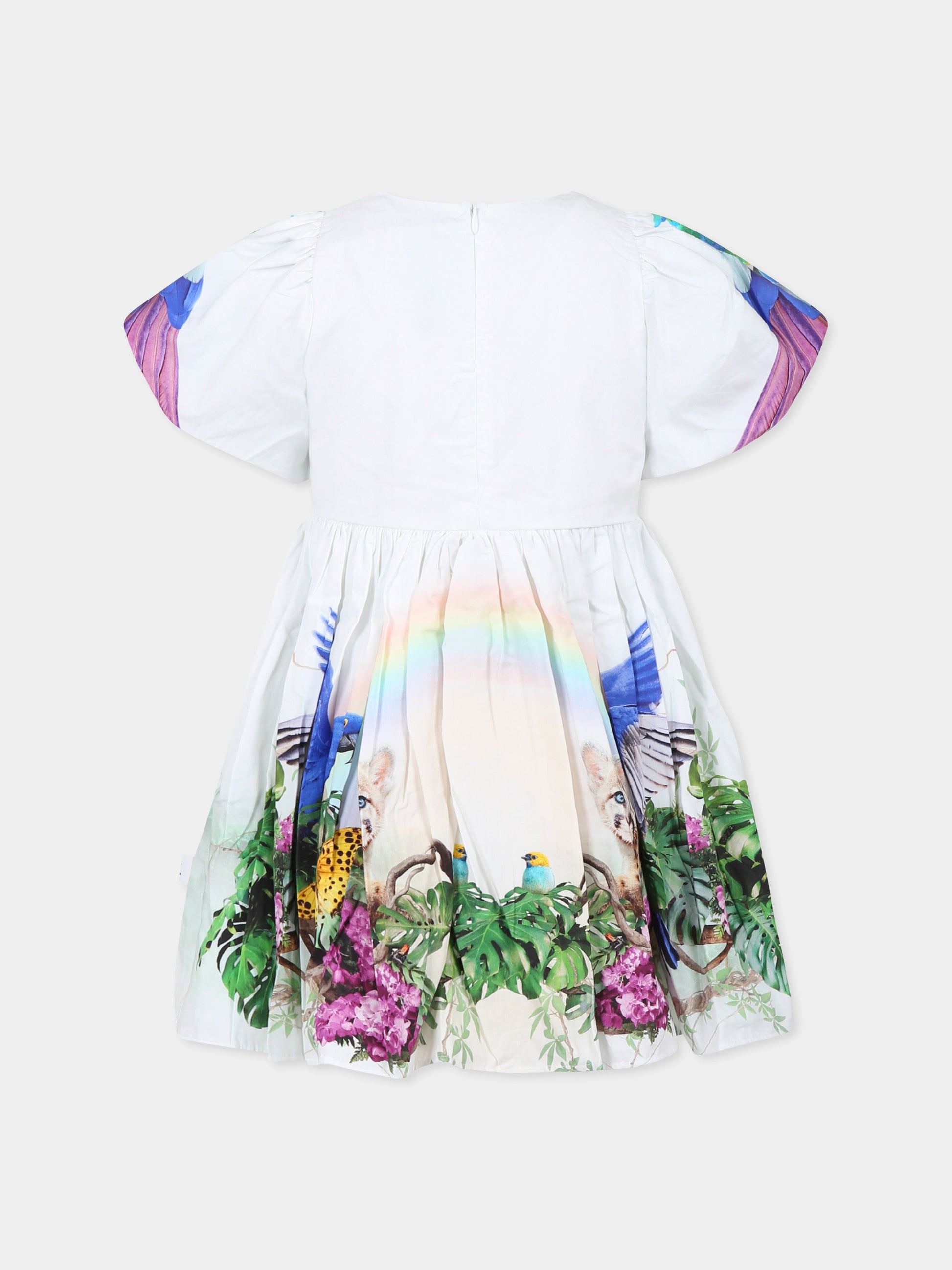 Vestito Chica celeste per bambina con stampa giungla,Molo,2S25E149 3989