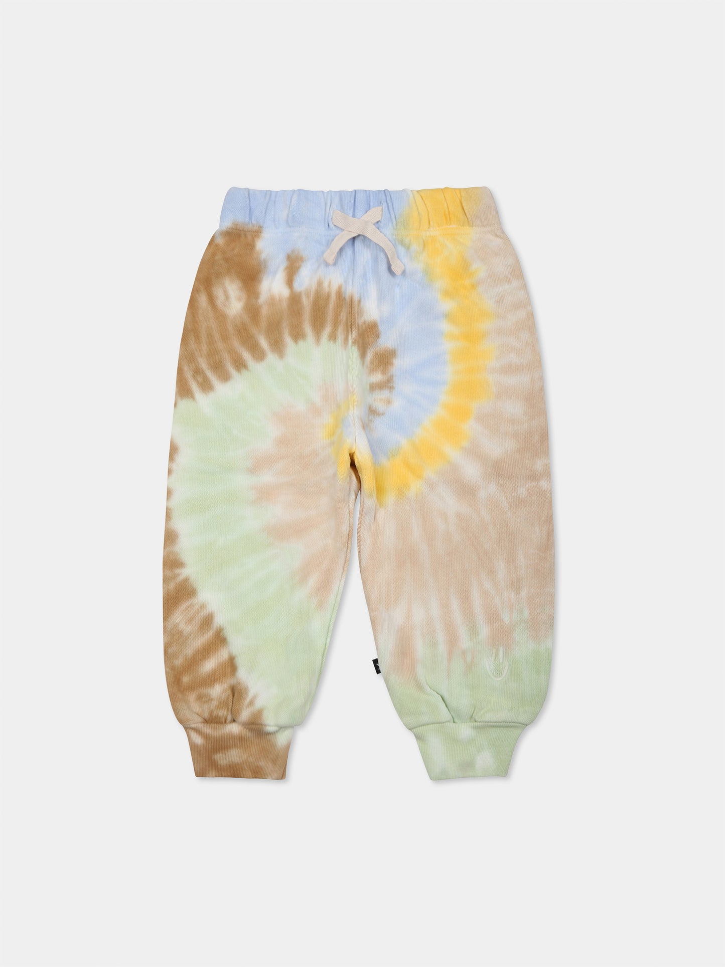 Multicolor trousers for babykids with tie dye print