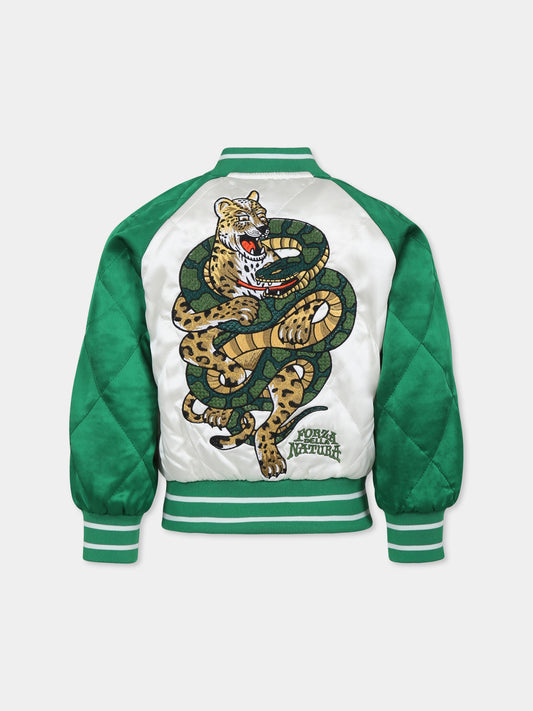 Bomber Haru verde per bambino con giaguaro e serpente,Molo,5S25M309 3903