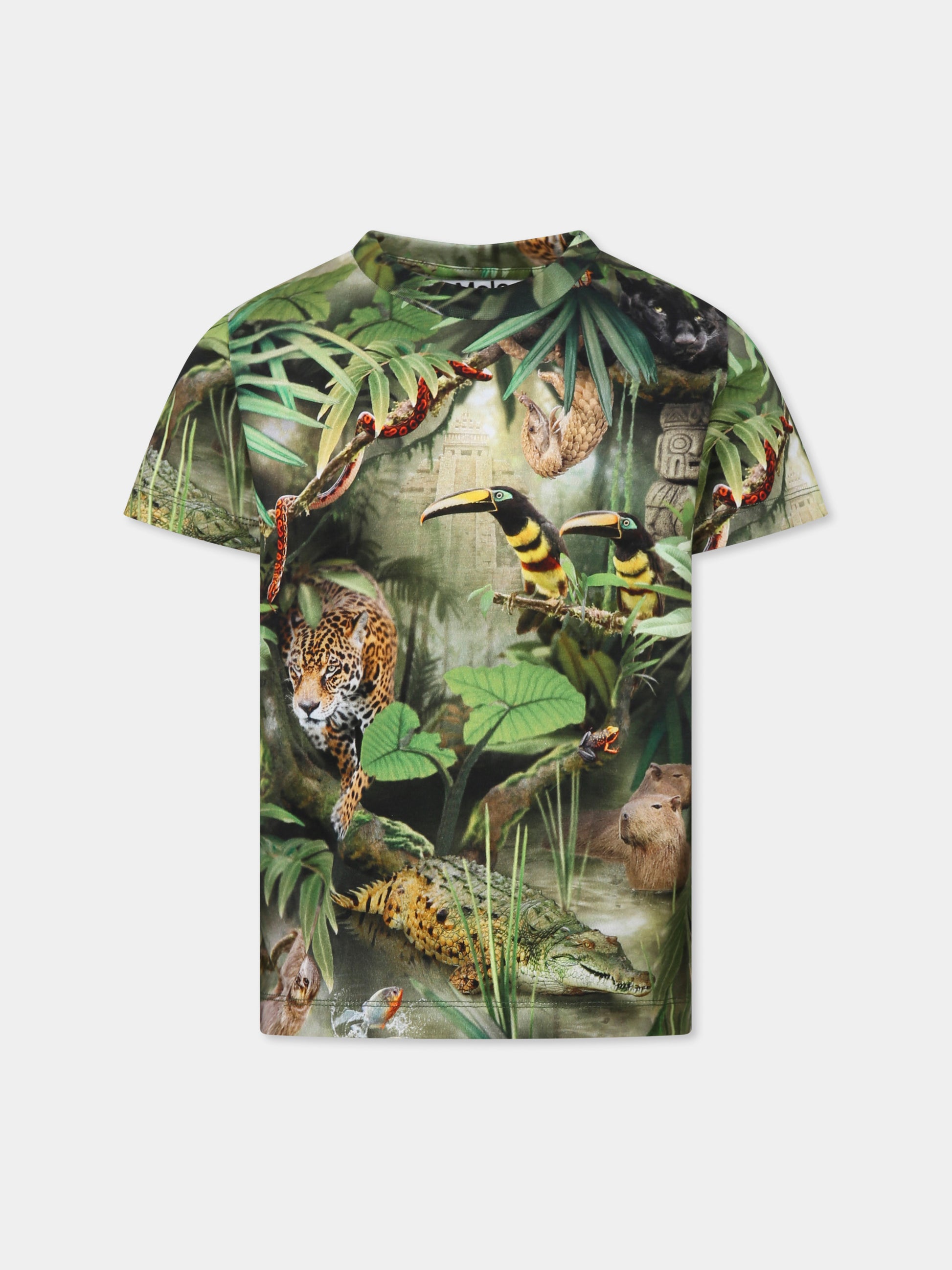 T-shirt Ralphie verde per bambino con animali della giungla,Molo,1S25A208 9290