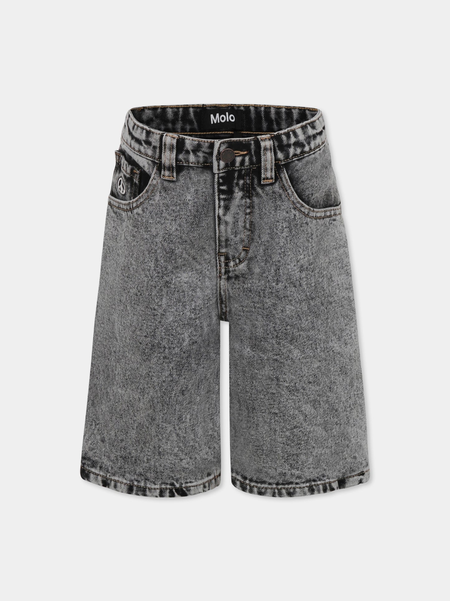 Grey shorts for boy with peace symbol