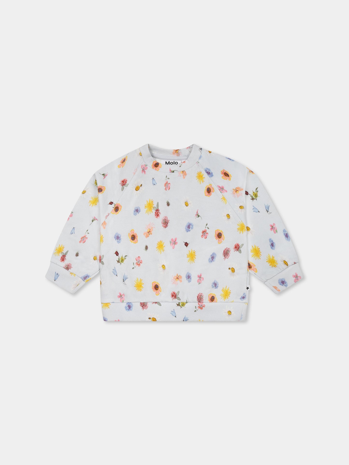 Felpa Disc celeste per neonata con fiori all over,Molo,4S25J201 9280