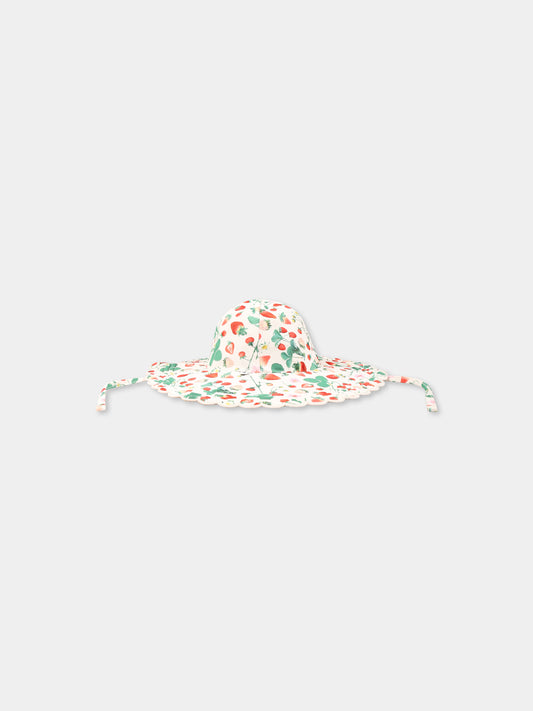 Ivory cloche for girl with strawberries