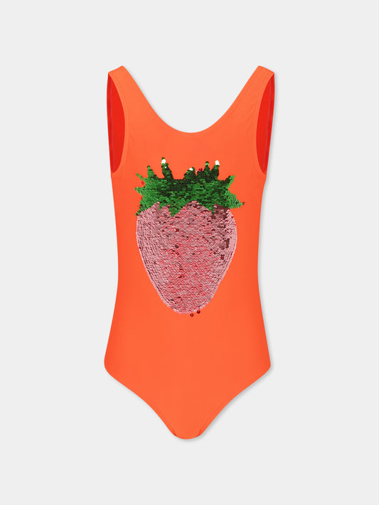 Costume intero Nika rosso per bambina con fragola,Molo,8S25P502 3794