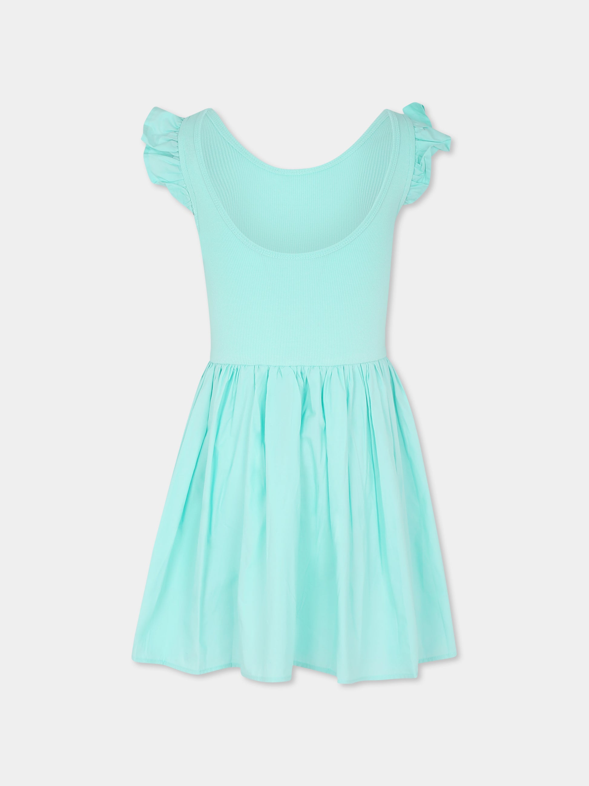 Vestito verde per bambina con rouches,Molo,2S25E108 5472