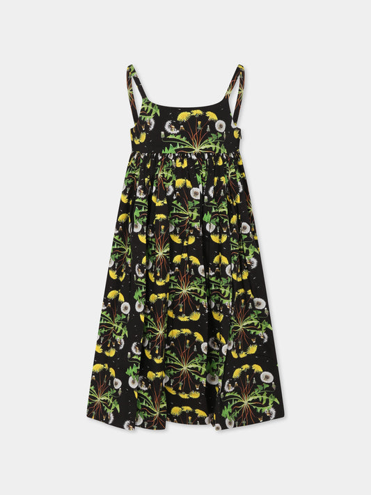 Vestito Chiyo nero per bambina con fiori all over,Molo,2S25E117 9269