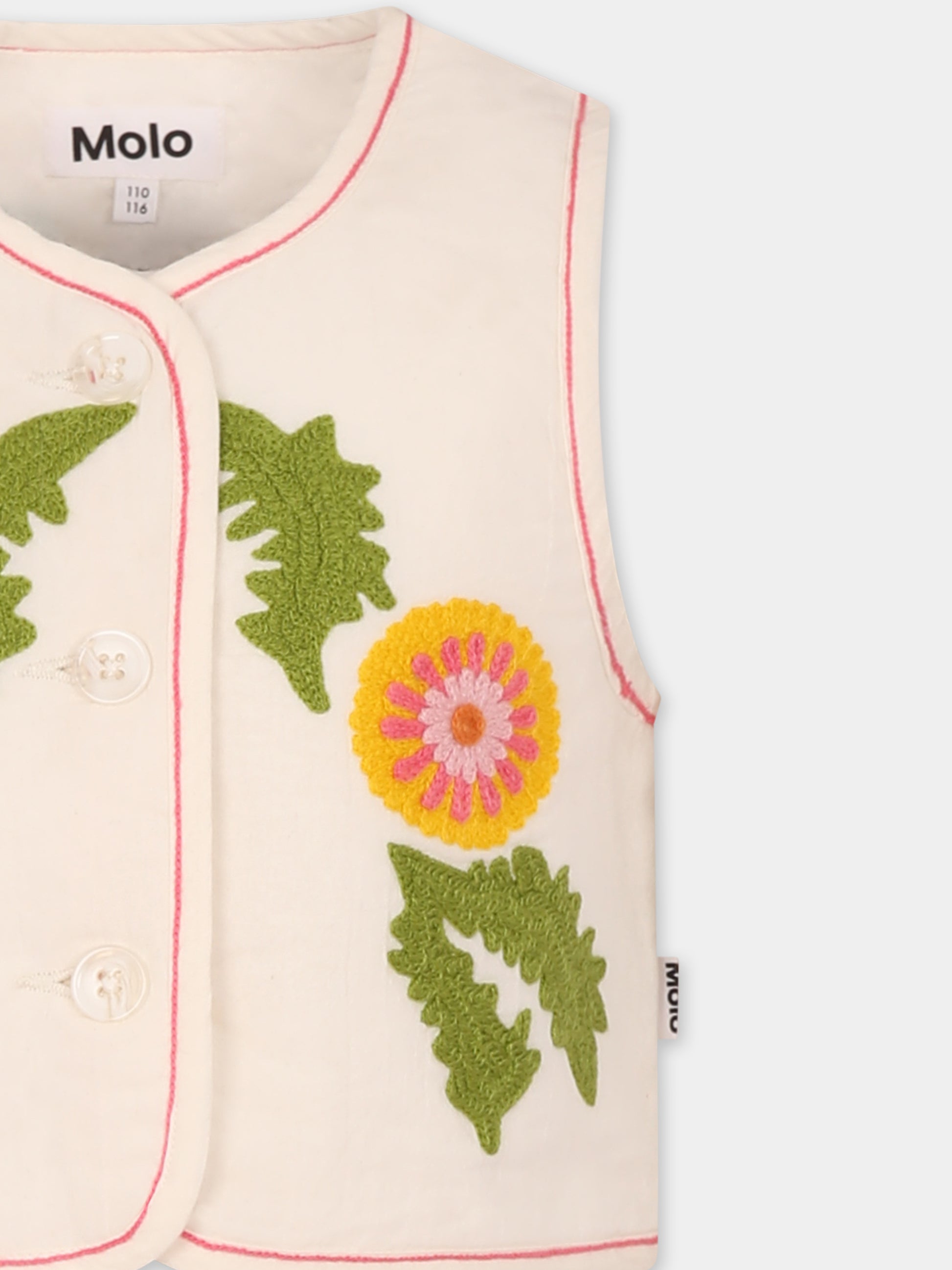Gilet Heather avorio per bambina con fiori,Molo,2S25M203 3996