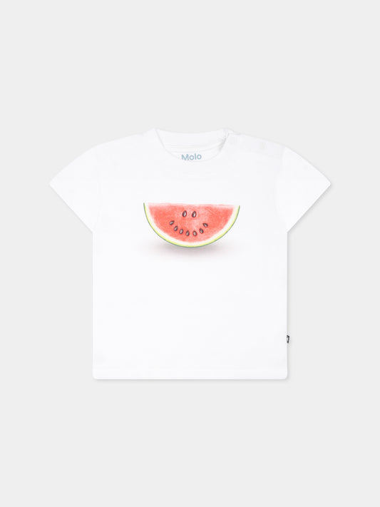 T-shirt Enzo bianca per neonati con smile anguria,Molo,6S25A207 9340