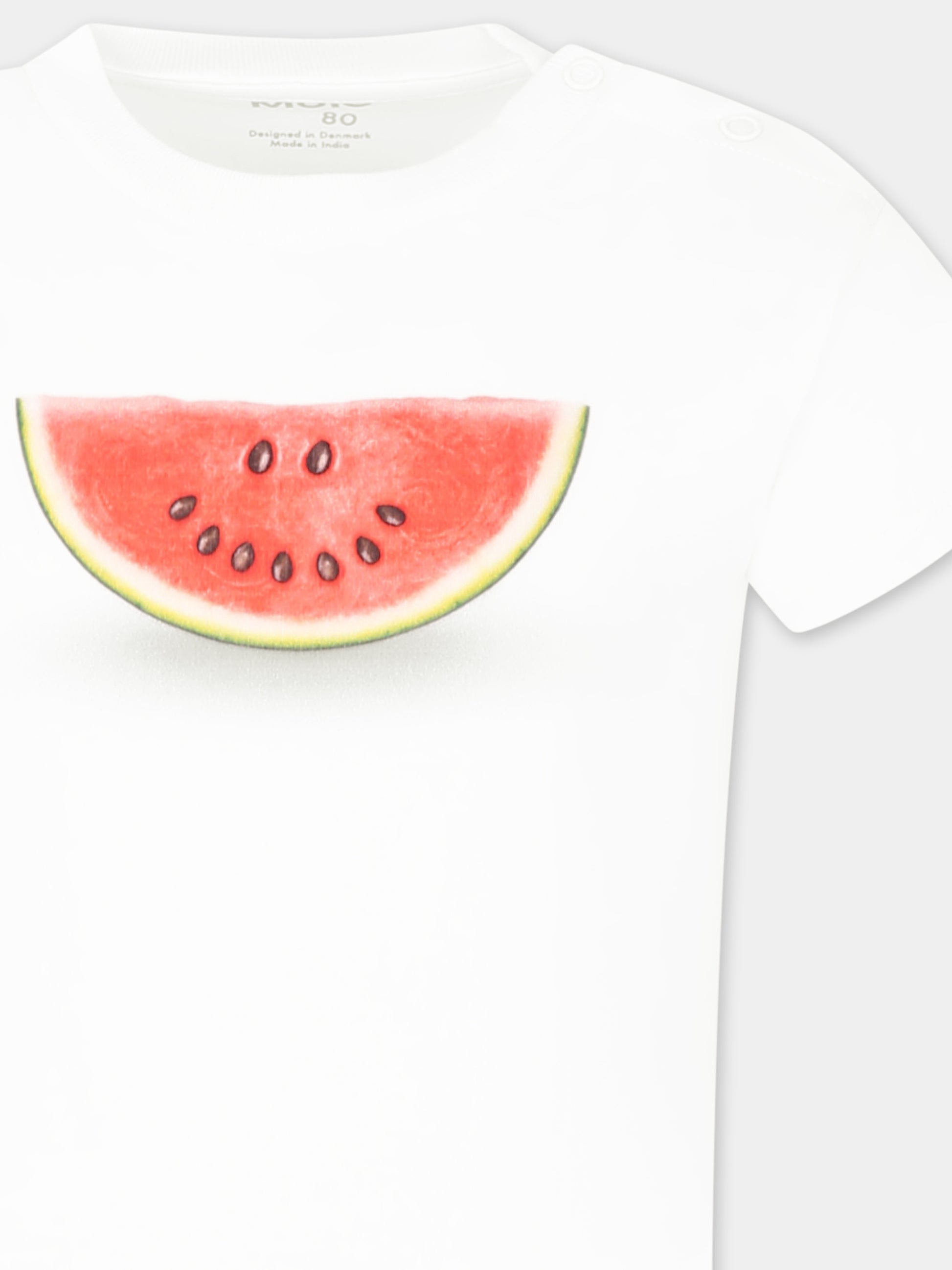 T-shirt Enzo bianca per neonati con smile anguria,Molo,6S25A207 9340