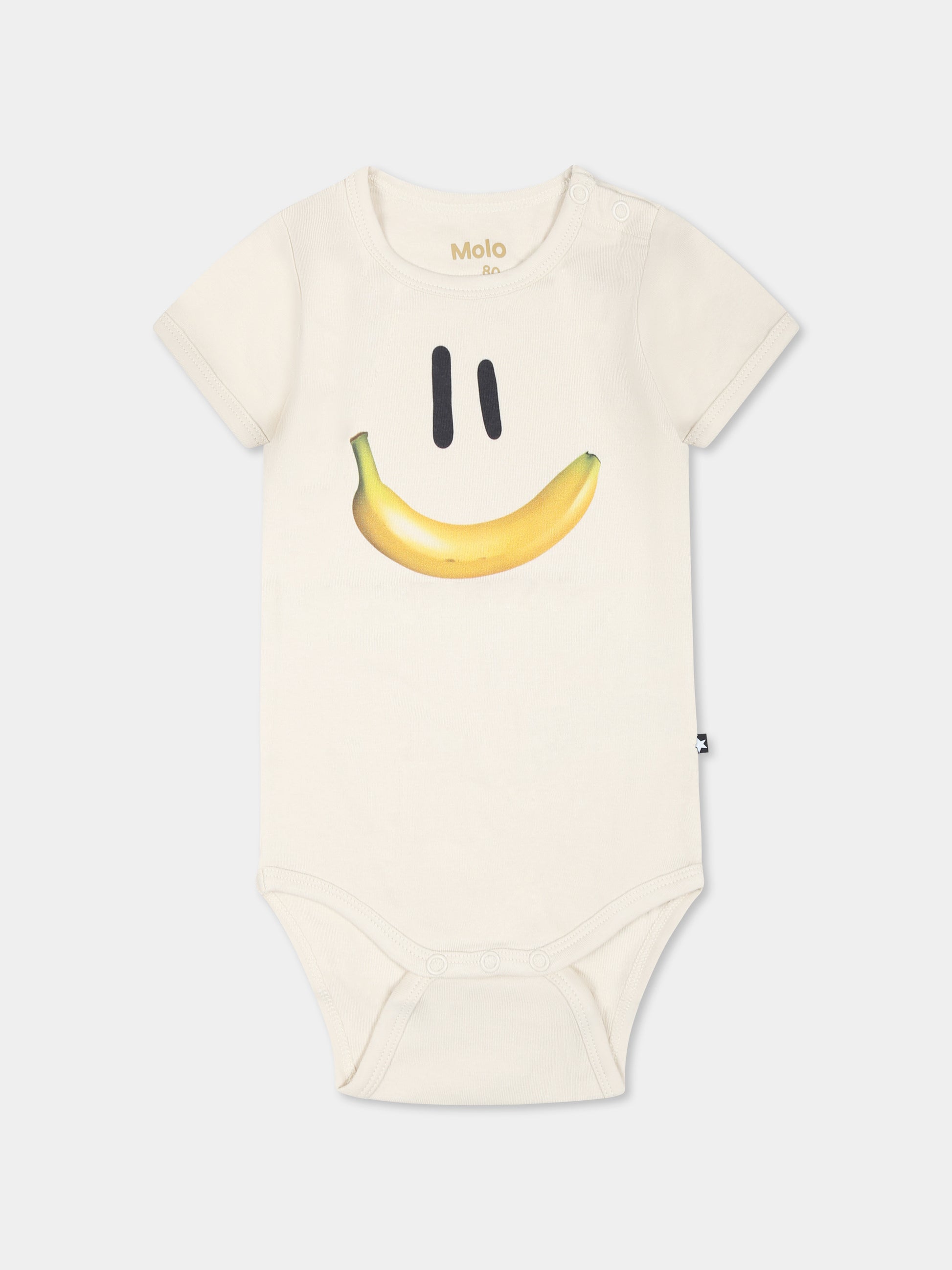 Body Fossie avorio per neonati con smile e banana,Molo,6S25B101 9339