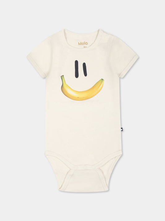 Body Fossie avorio per neonati con smile e banana,Molo,6S25B101 9339