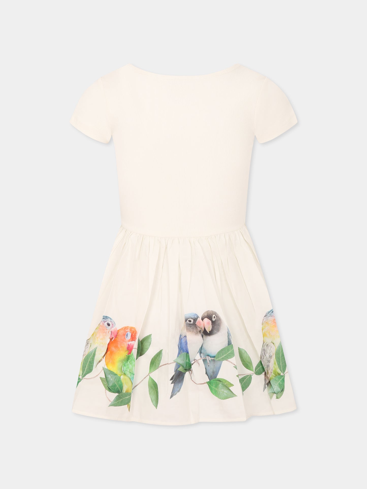 Vestito Carin bianco per bambina con pappagalli,Molo,4S25E107 3855