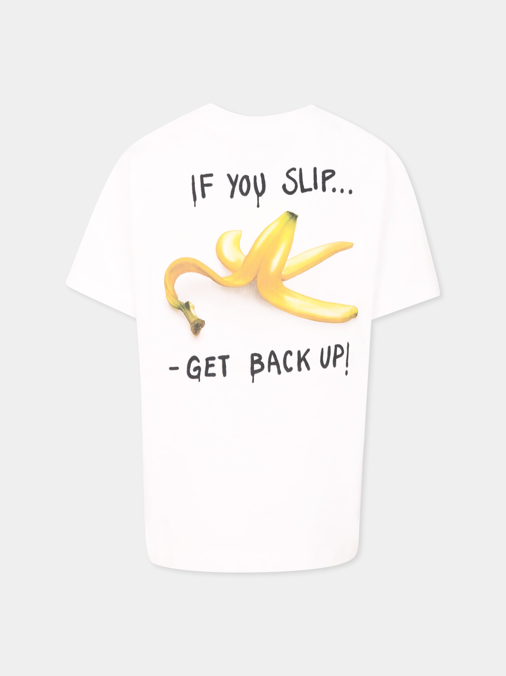 T-shirt bianca per bambino con scritta nera e banana,Molo,1S25A214 3936