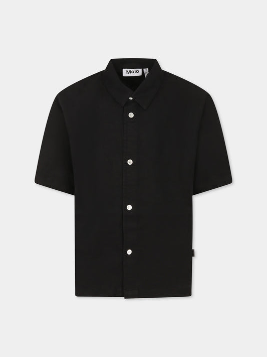 Camicia nera per bambino con patch logato,Molo,1S25C202 0099