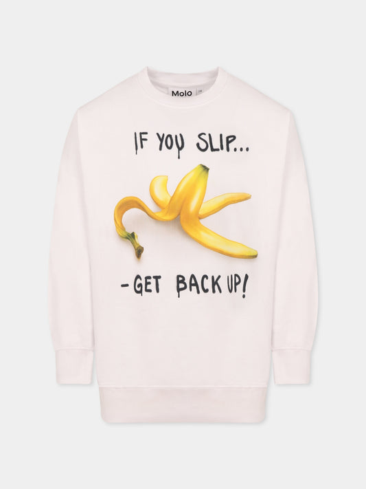 Felpa Monti bianca per bambino con banana,Molo,1S25J208 3936