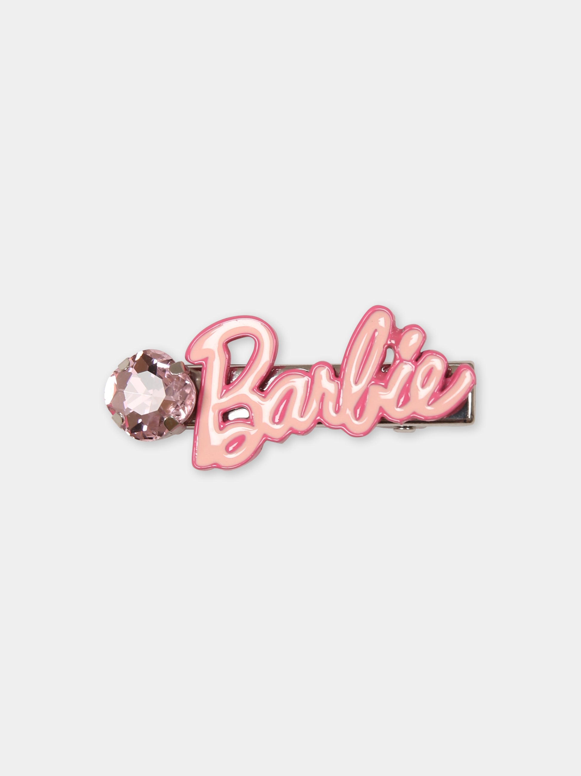 Set fermagli rosa per bambina con scritta Barbie,Monnalisa,19D027 4766 0090