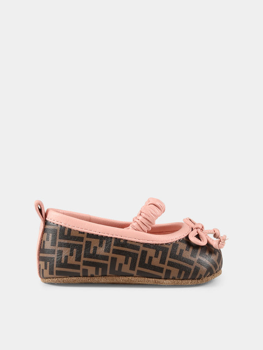 Ballerine marroni per neonata con FF,Fendi Kids,BFR108 AOTG F1GCJ