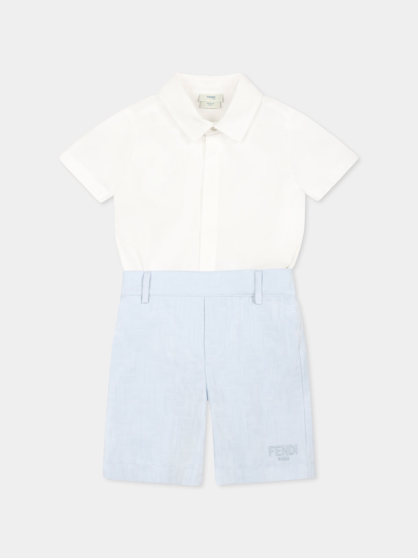 Light blue suit for baby boy with FF