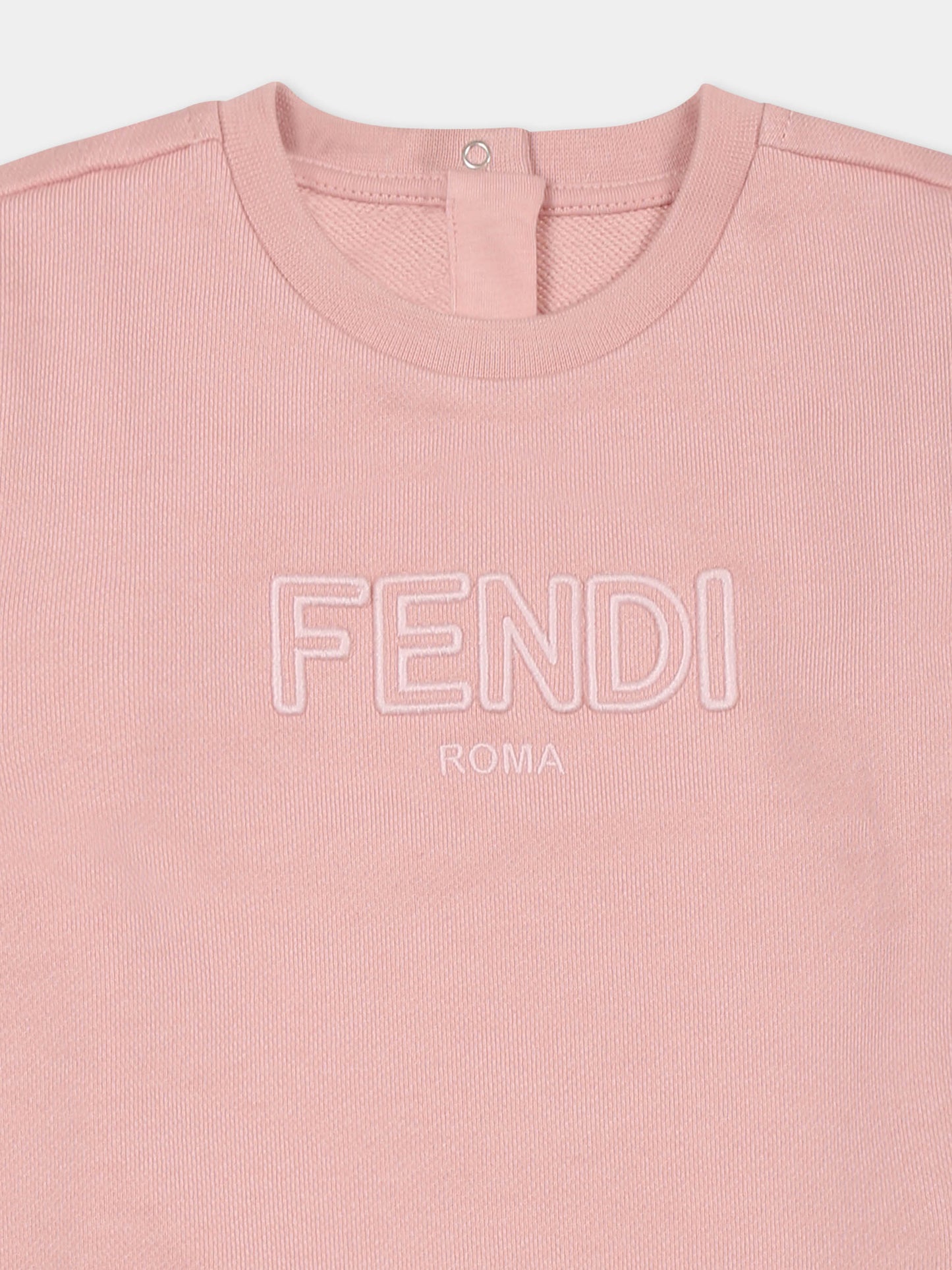 Felpa rosa per neonata con logo,Fendi Kids,BUH079 5V0 F1QYD