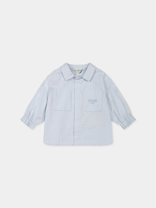 Light blue jacket for baby boy with FF