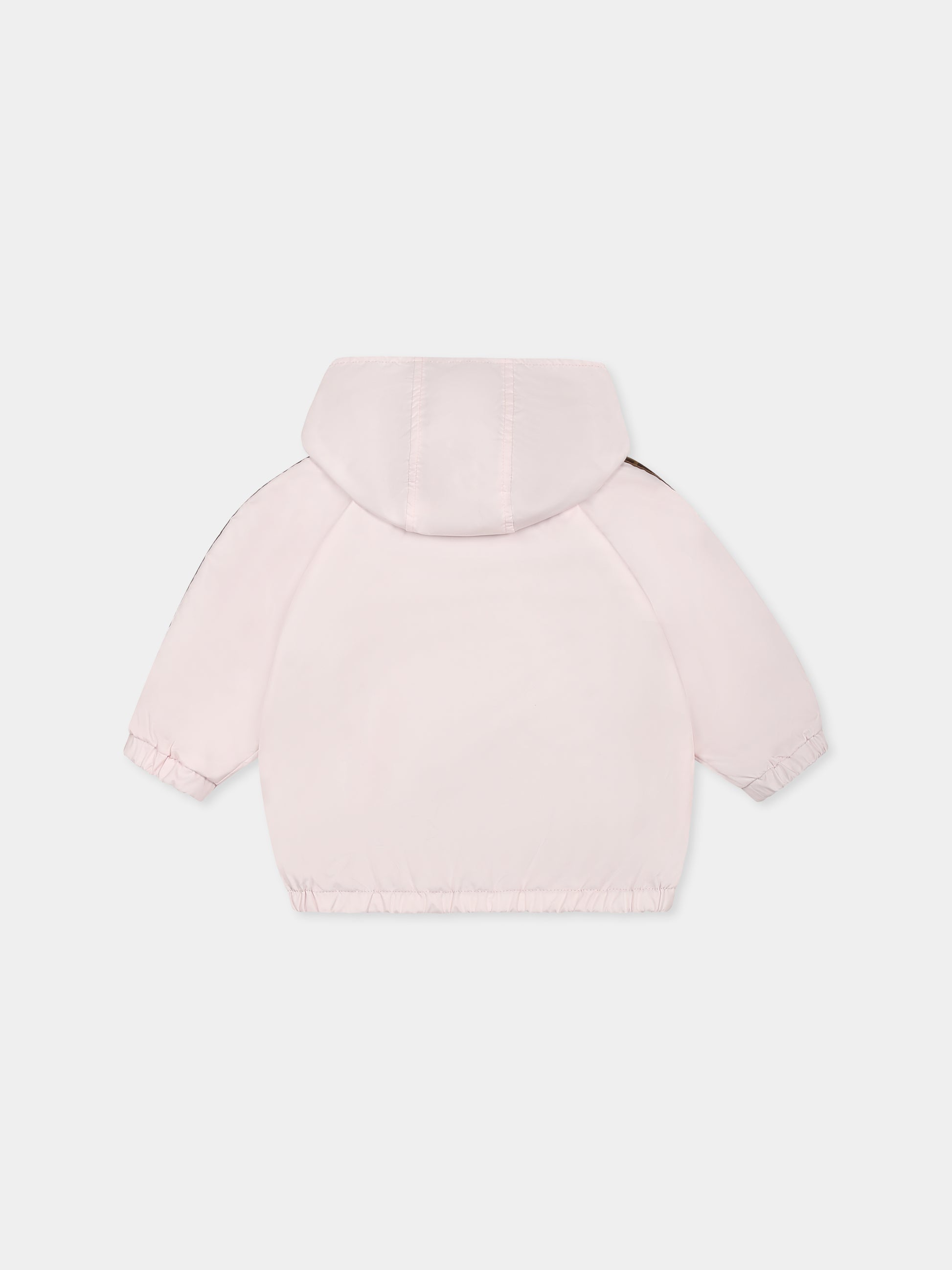 Giacca a vento rosa per neonata con FF,Fendi Kids,BUA037 AS56 F1QYC
