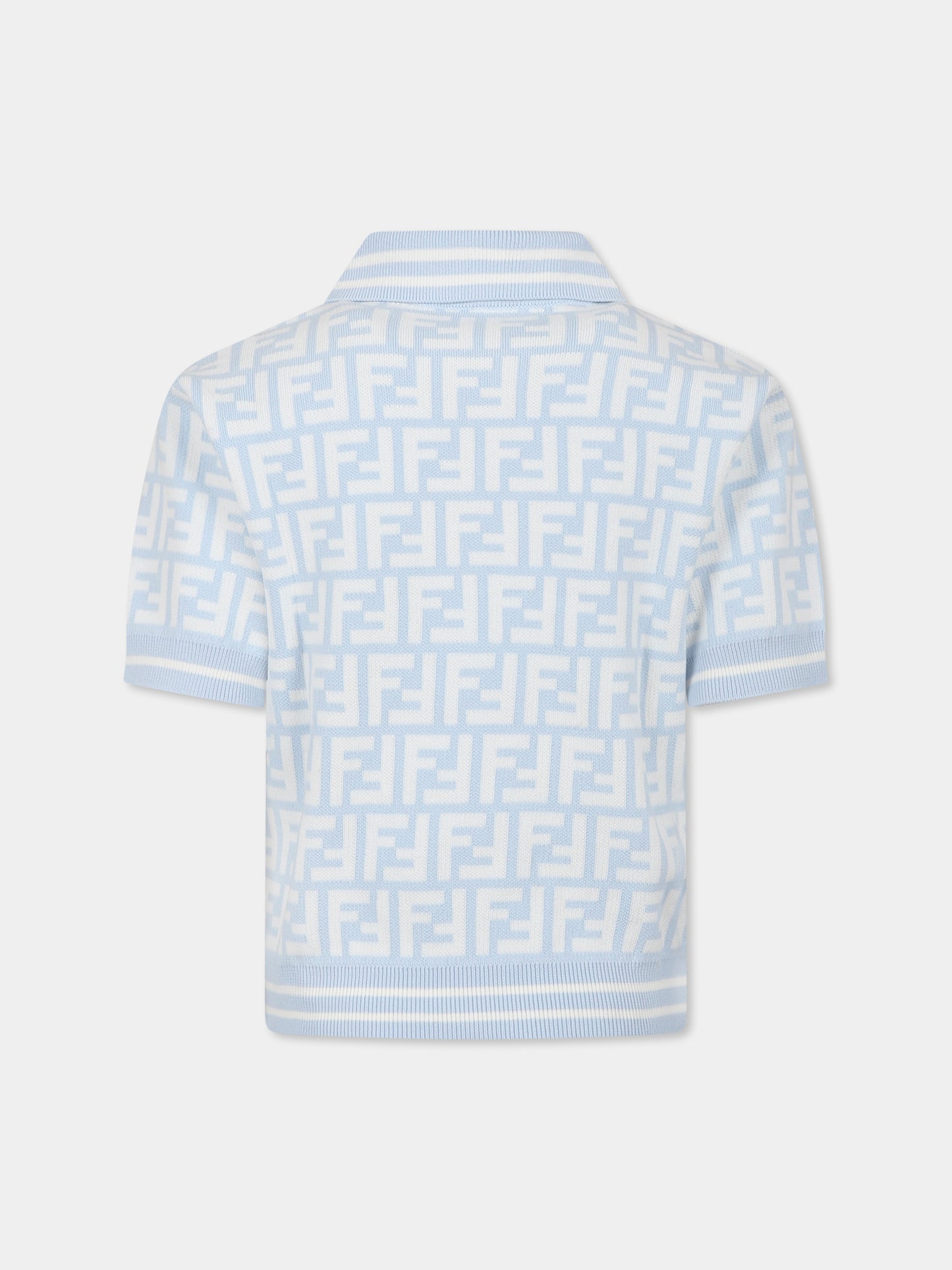 Light blue polo shirt for boy with FF