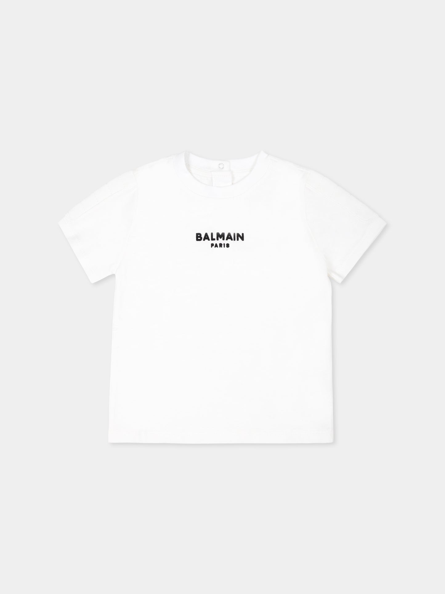 T-shirt bianca per neonato con logo,Balmain Kids,BU8521 Z1751 100