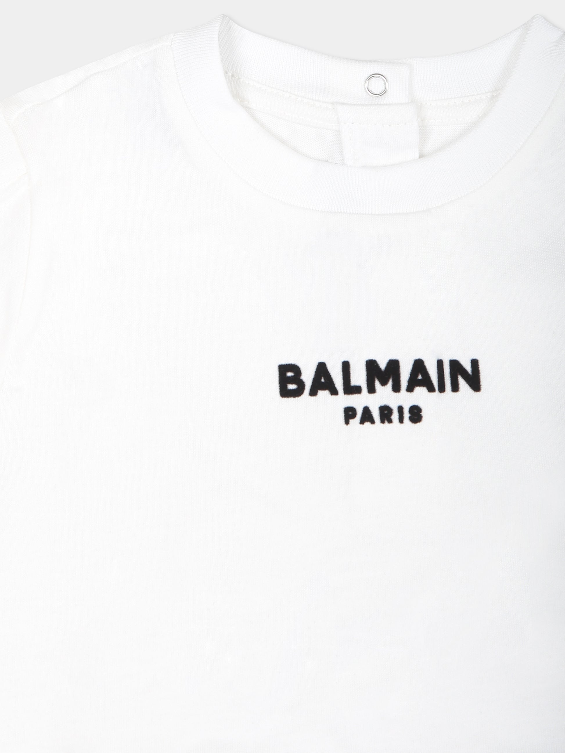 T-shirt bianca per neonato con logo,Balmain Kids,BU8521 Z1751 100