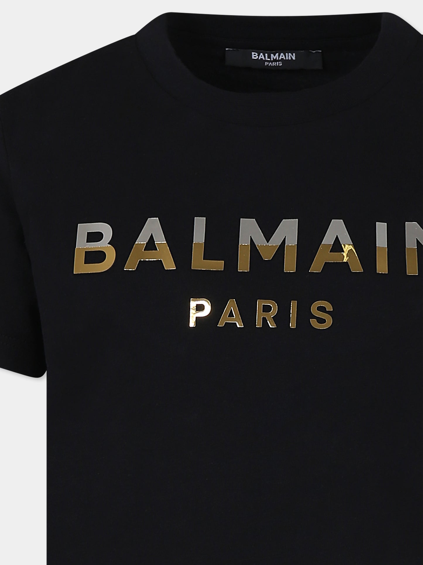 T-shirt nera per bambini con logo,Balmain Kids,BU8R01 Z0057 930