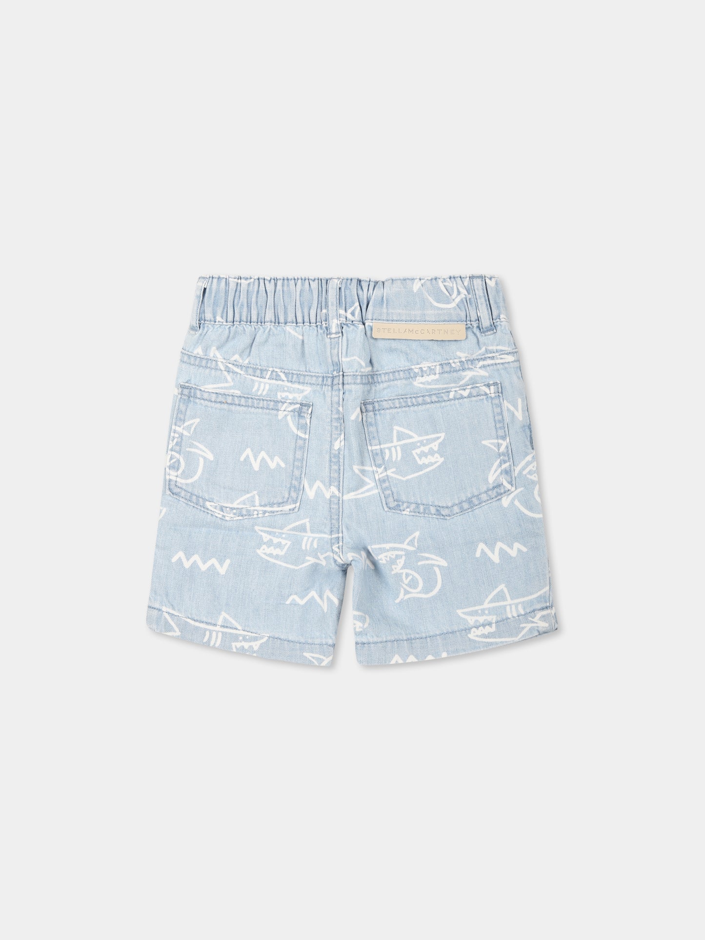 Shorts bu per neonato con stampa squalo,Stella Mccartney Kids,TU6649 Z1701 601BC