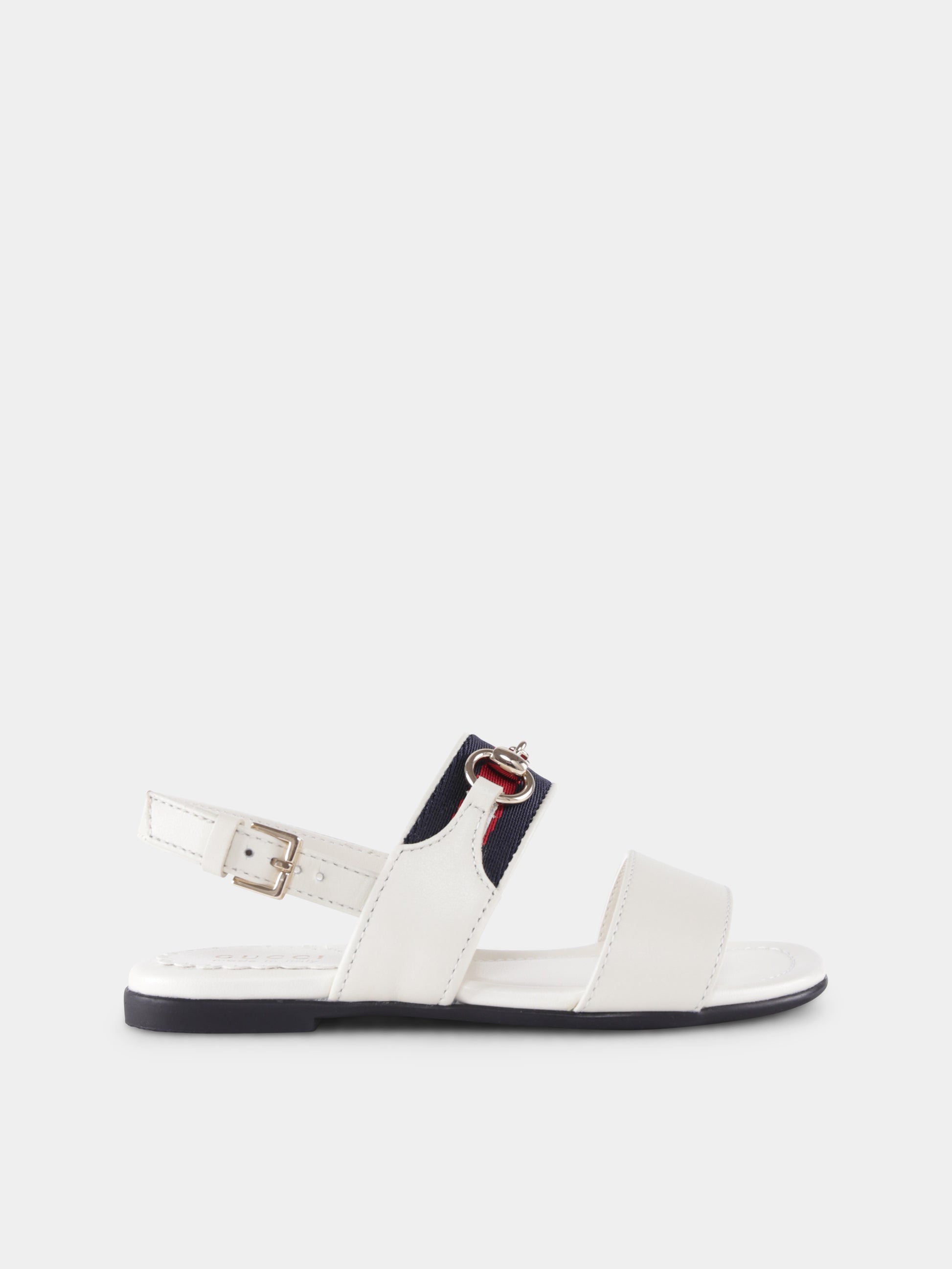 Sandali bianchi per bambina con iconico dettaglio Web,Gucci Kids,814204 AAEDL 9047