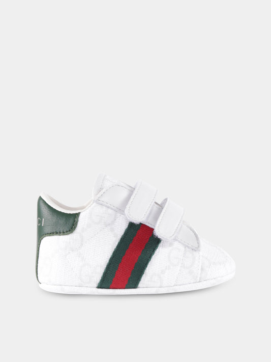 Sneakers Ace bianche per neonati con dettaglio Web,Gucci Kids,812577 FAEG7 9043