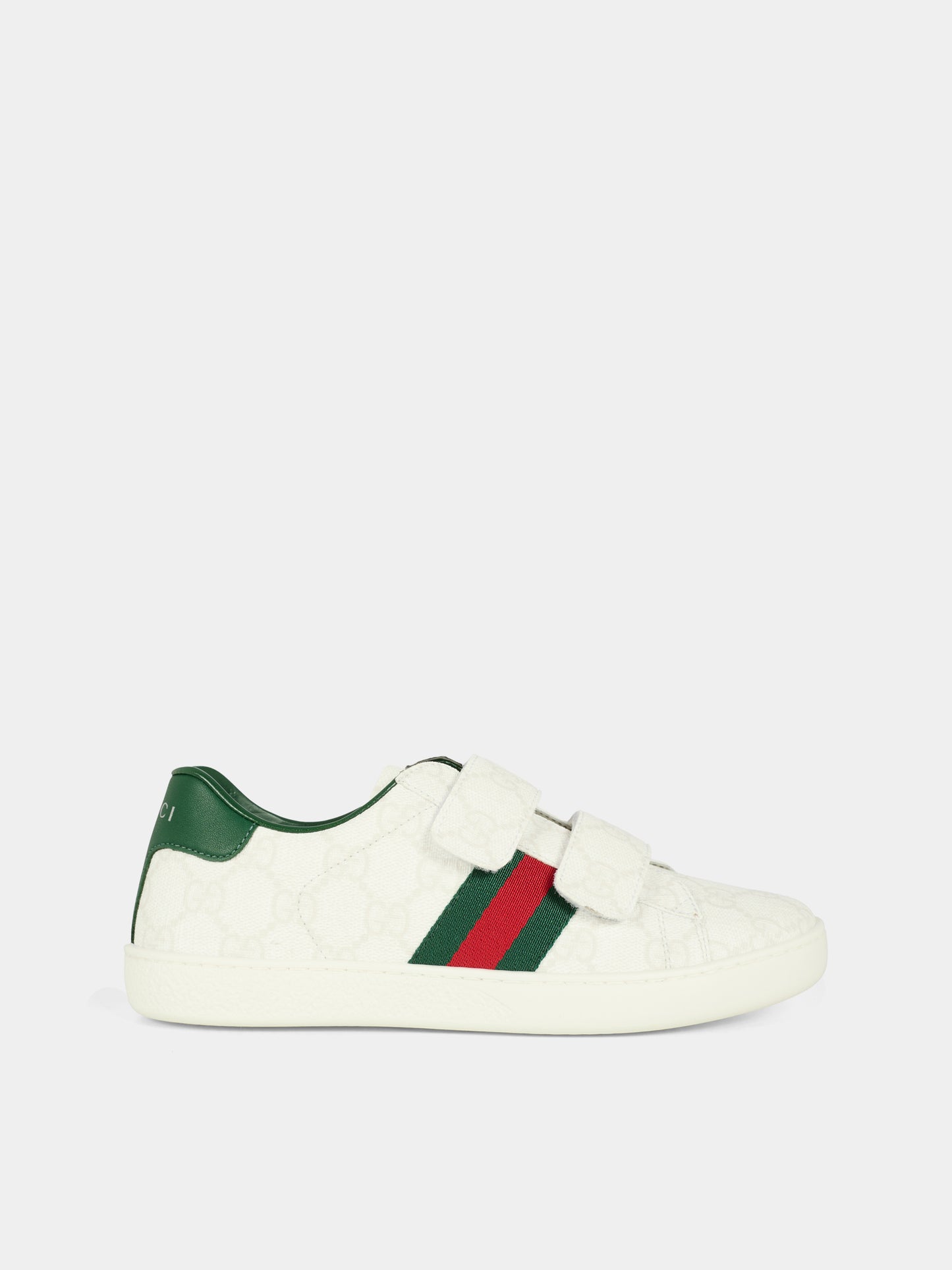 Sneakers Ace bianche per bambini con dettaglio Web,Gucci Kids,463091 FAEG6 9048