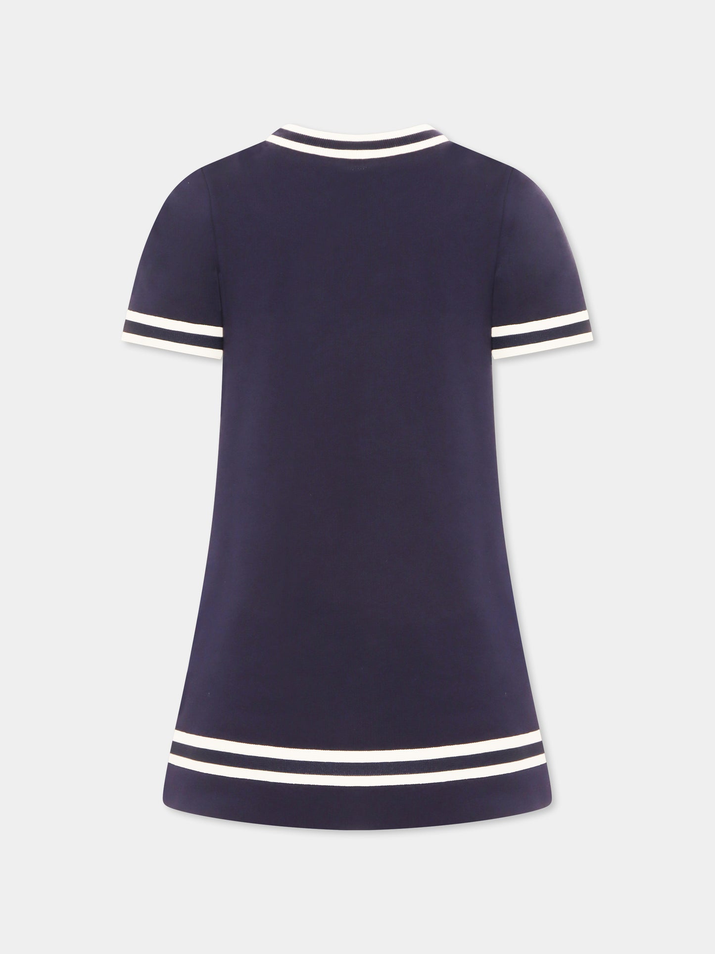 Blue dress for girl with iconic horsebit