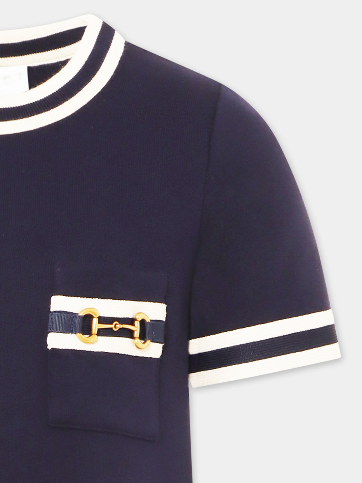 Blue dress for girl with iconic horsebit