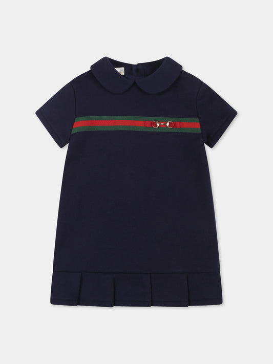 Vestito blu per neonata con morsetto,Gucci Kids,787372 XJGPC 4780