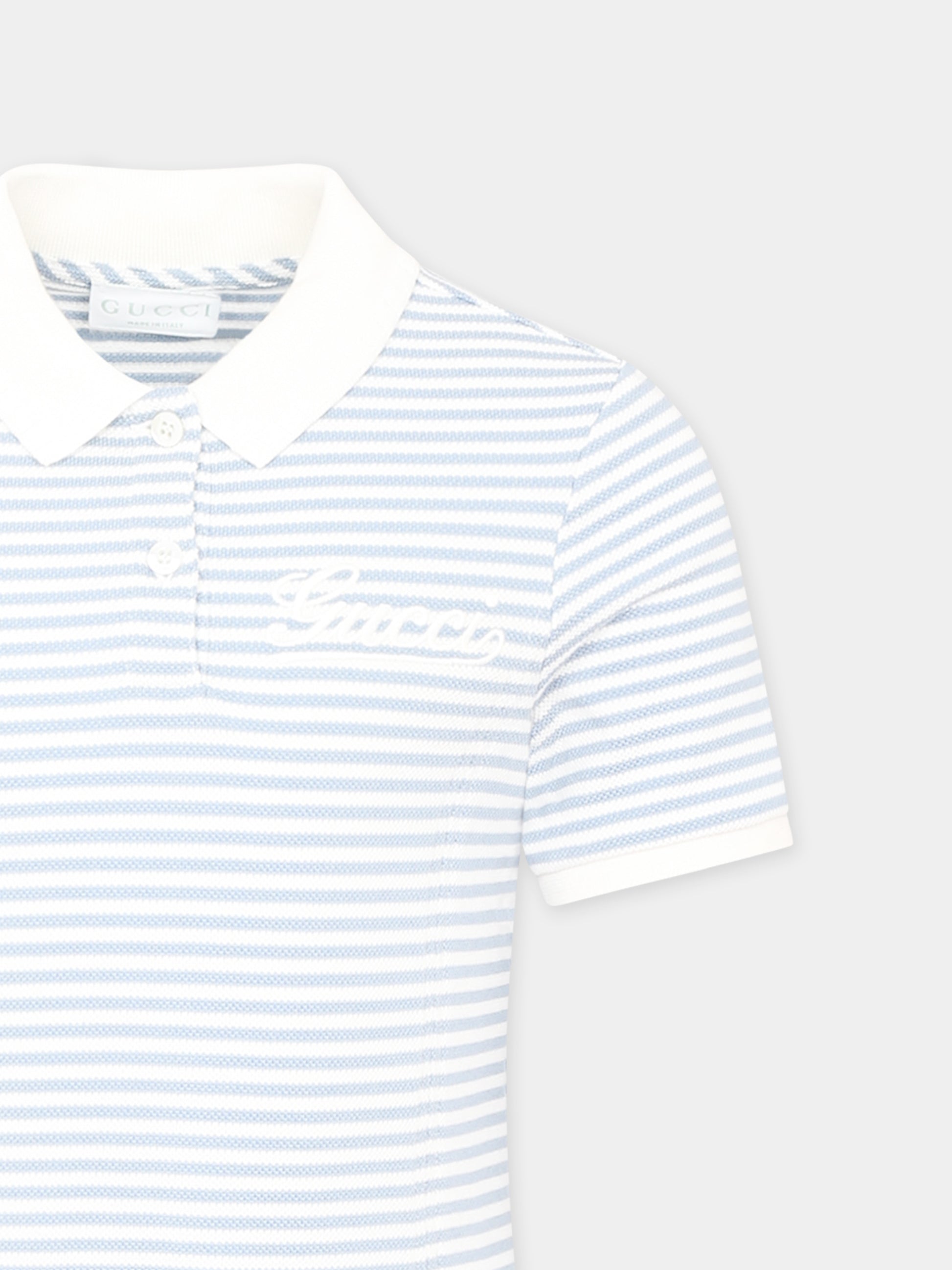 Vestito celeste per bambina con logo,Gucci Kids,808699 XJGXY 9716