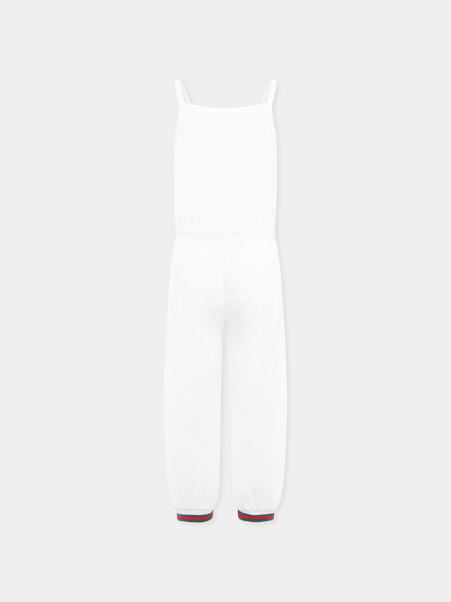 Jumpsuit bianca per bambina con dettaglioWeb,Gucci Kids,808682 XJGZ4 9692