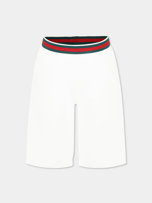 White shorts for kids with Web detail
