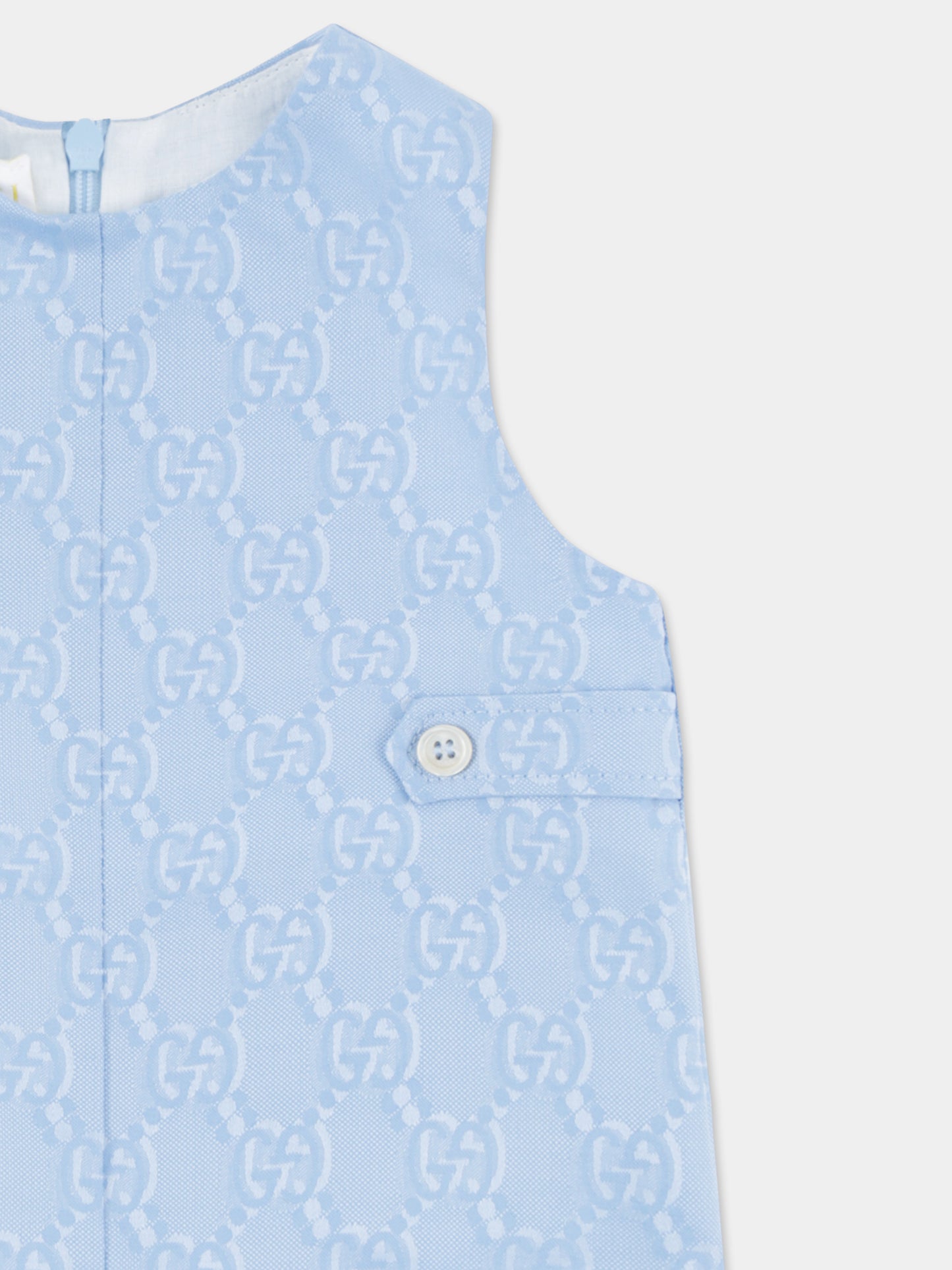 Light blue romper for baby boy with GG