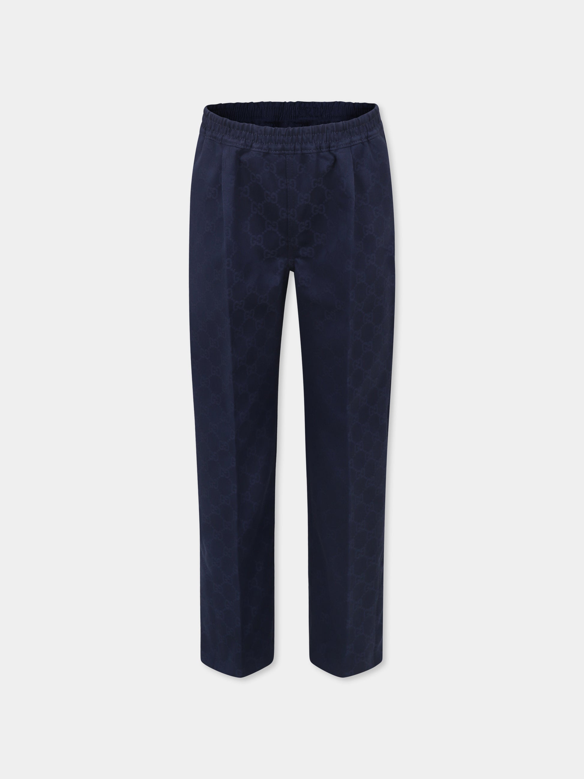 Pantaloni blu per bambino con dettaglio Web,Gucci Kids,804419 XWA3G 4843