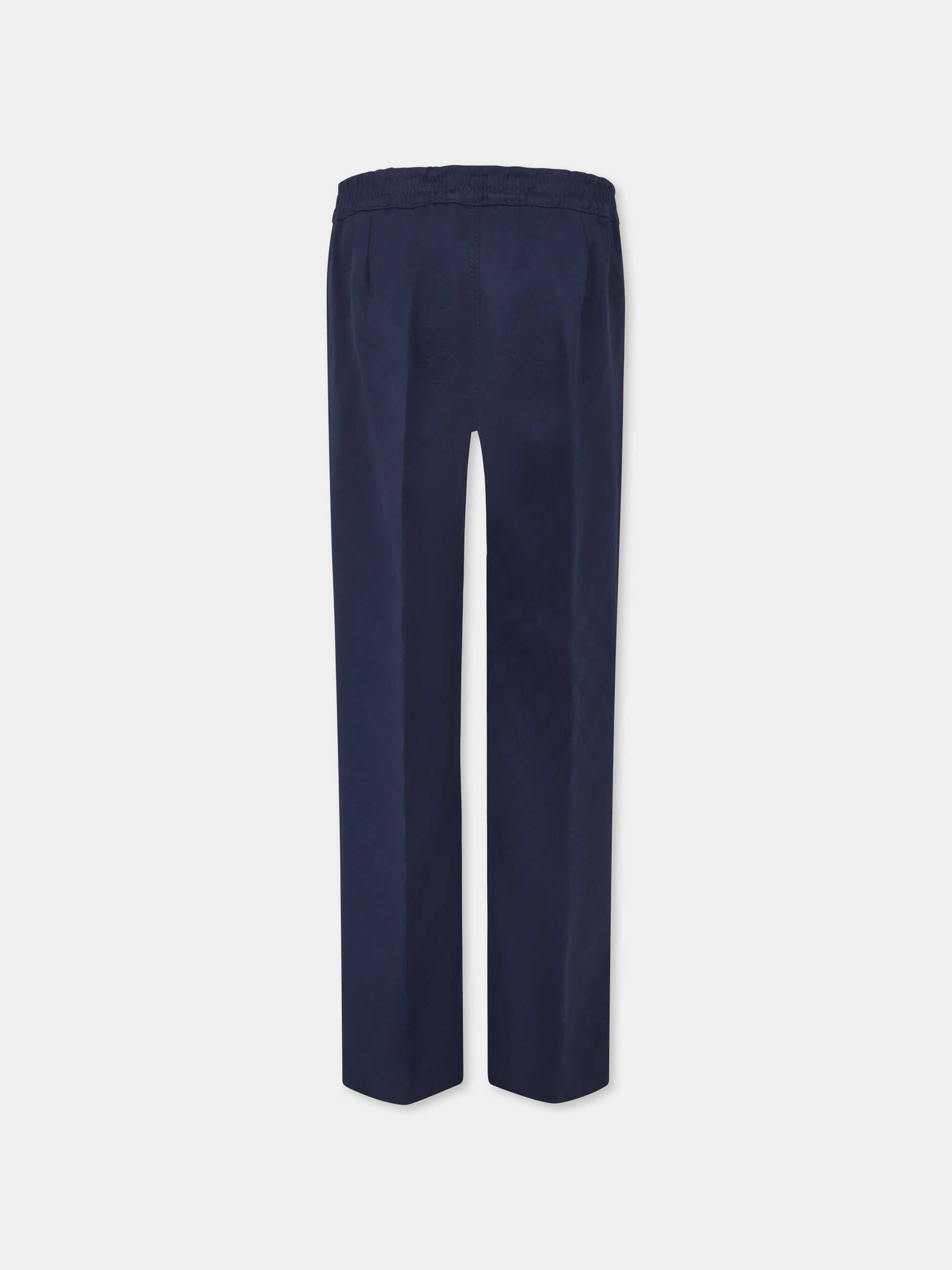 Pantaloni blu per bambino con dettaglio Web,Gucci Kids,804419 XWA3G 4843