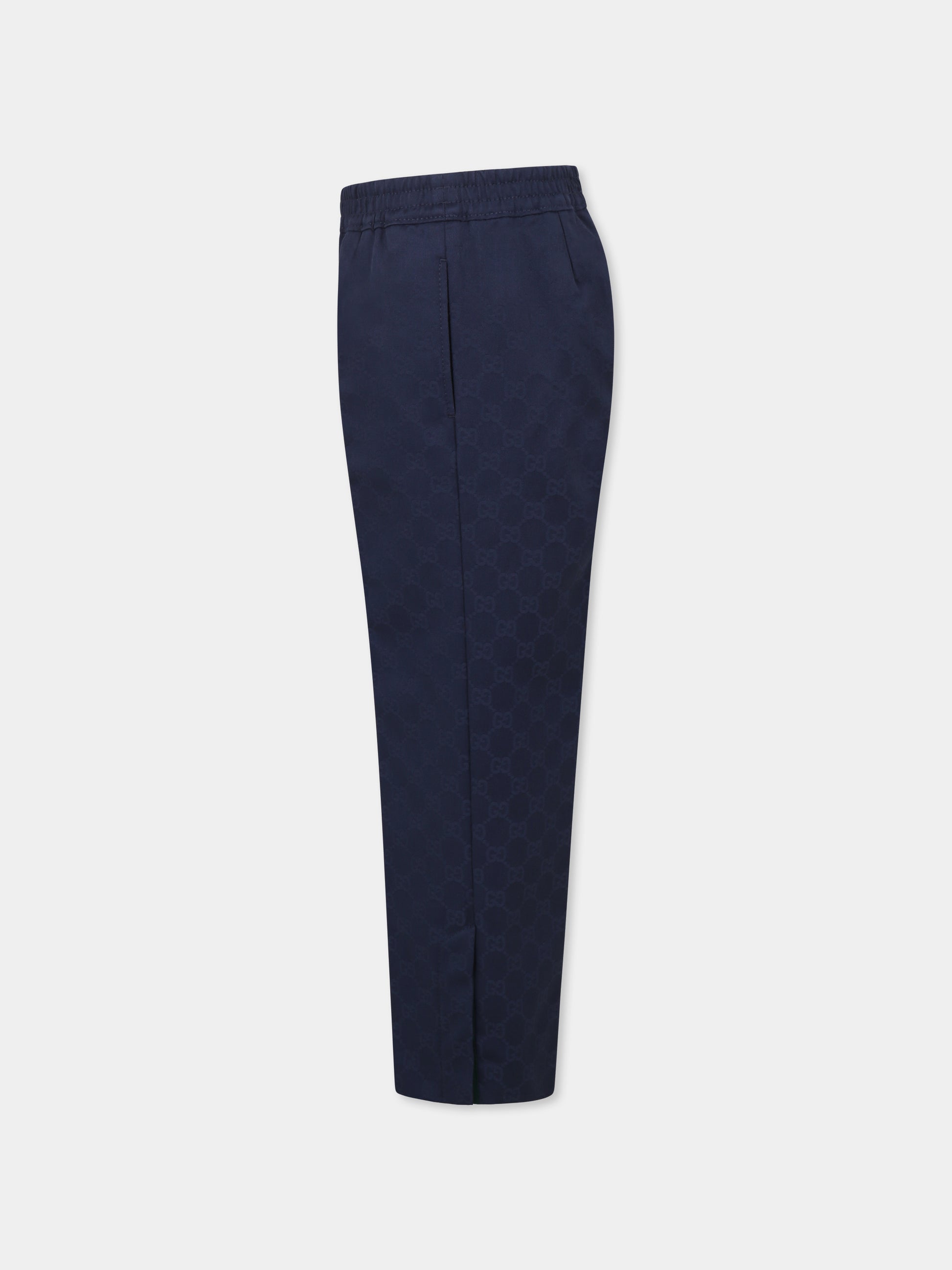 Pantaloni blu per bambino con dettaglio Web,Gucci Kids,804419 XWA3G 4843
