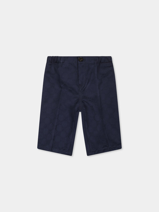 Pantaloni blu per neonato con dettaglio Web,Gucci Kids,810898 XWA3G 4843