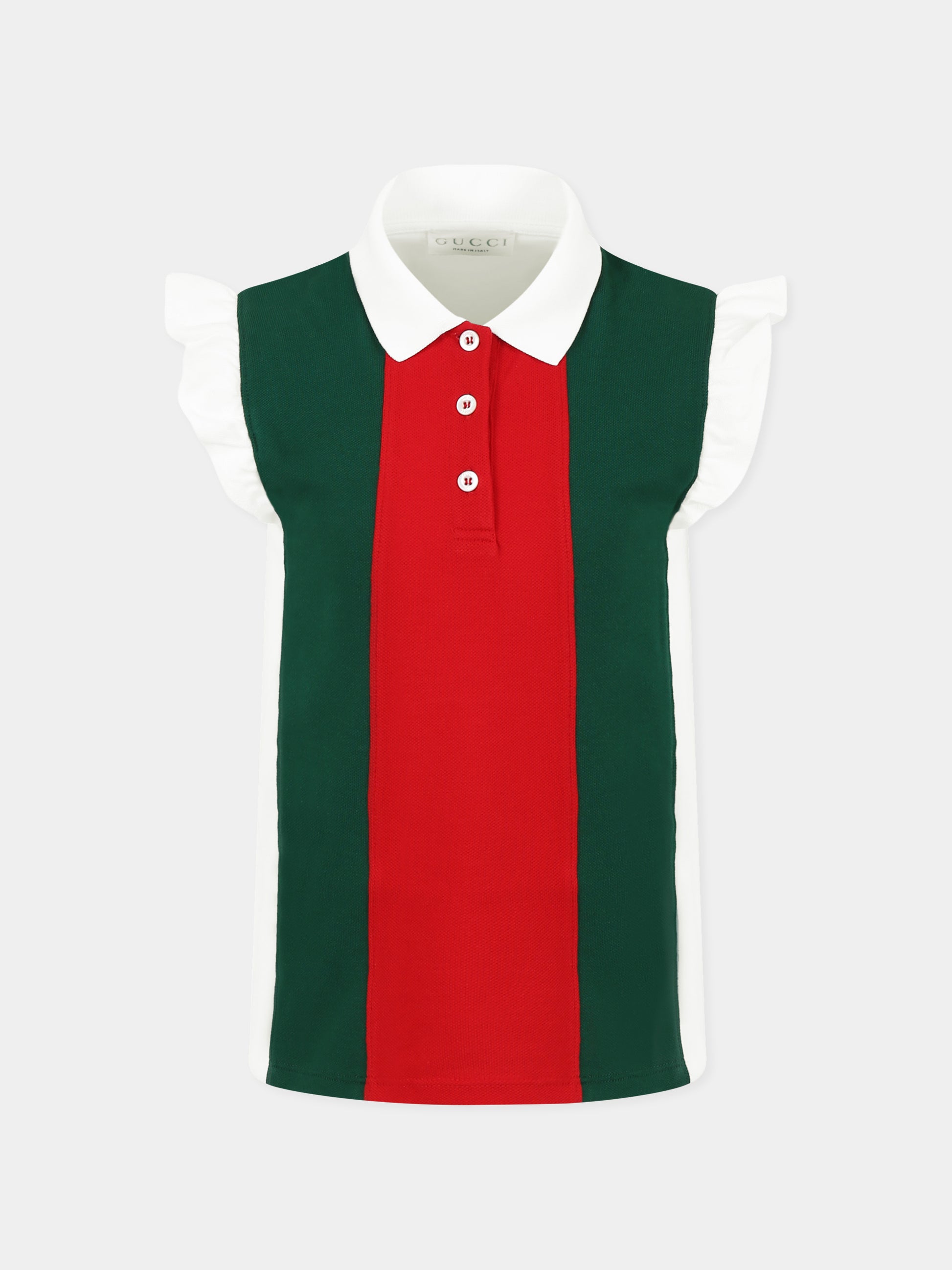 Polo multicolor per bambina con dettaglio Web,Gucci Kids,808697 XJGZ1 9250