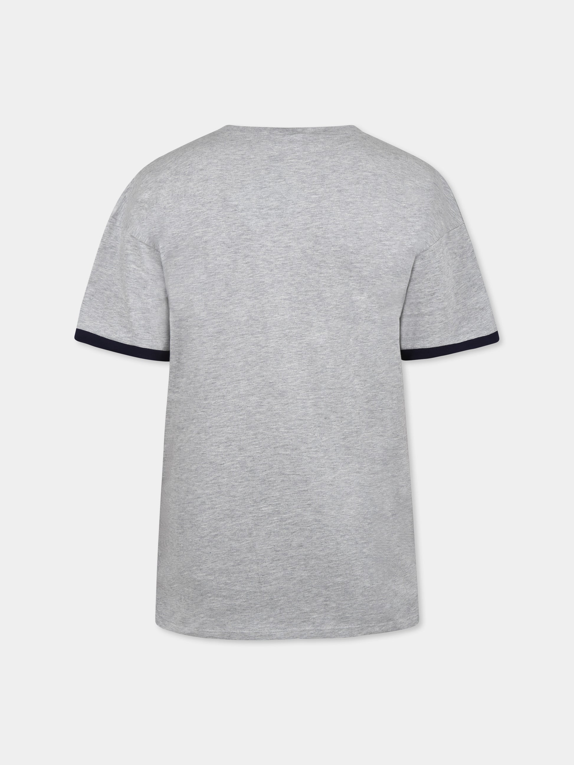 T-shirt grigia per bambino con logo Gucci e remi,Gucci Kids,820889 XJGY3 1151