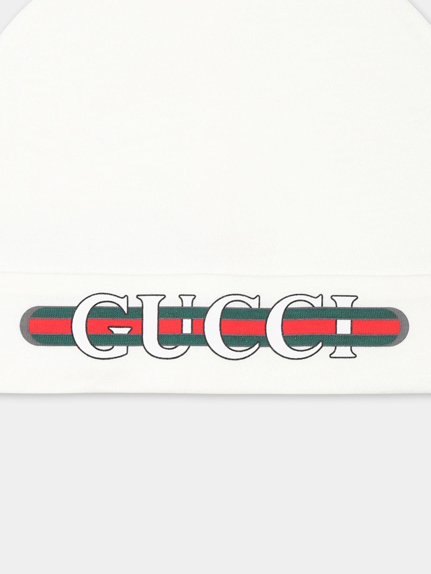 Cappello bianco per neonati con logo,Gucci Kids,812542 3K107 9000