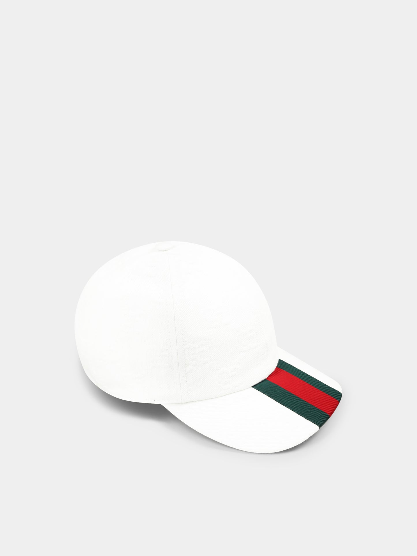 Cappello bianco per bambini con dettaglio Web,Gucci Kids,808669 3HA6Z 9066