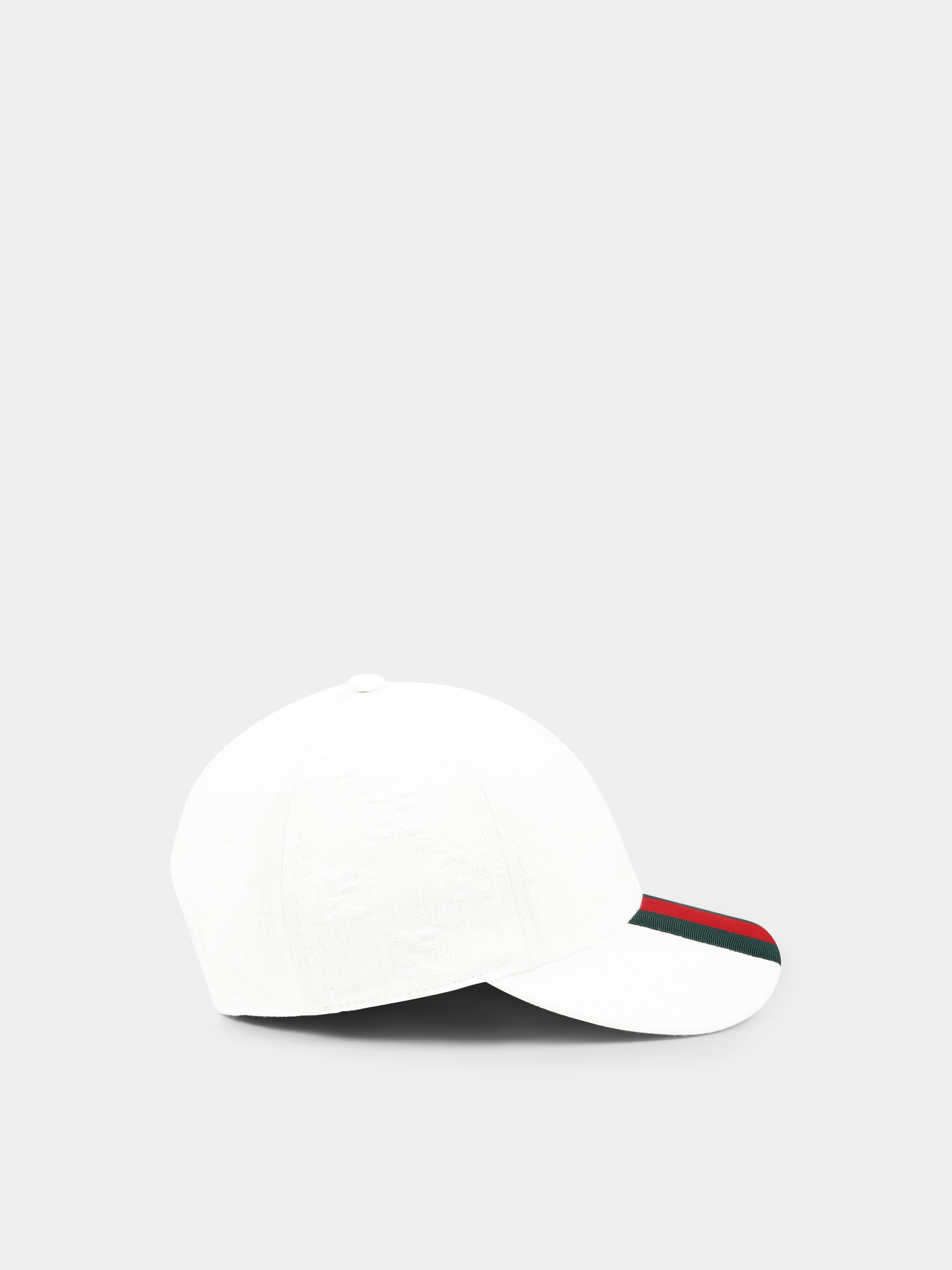 Cappello bianco per bambini con dettaglio Web,Gucci Kids,808669 3HA6Z 9066